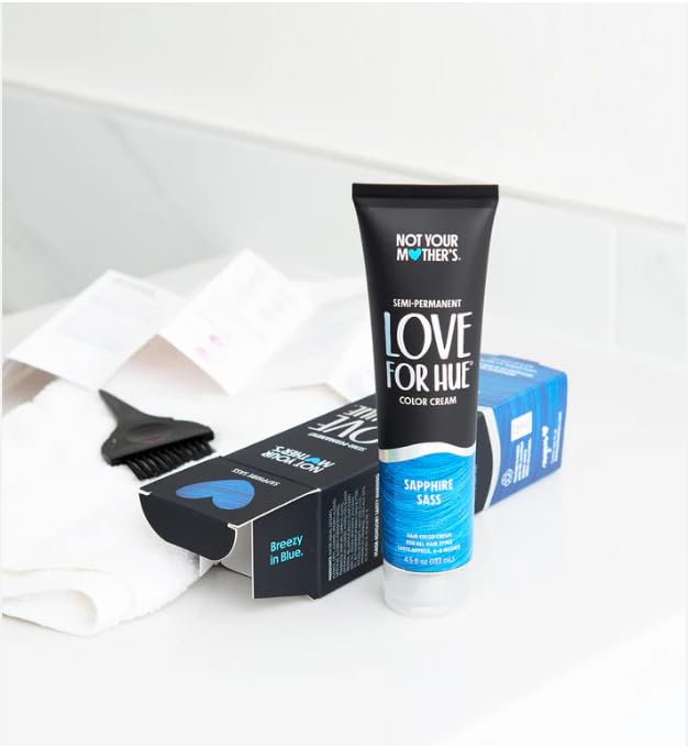 Not Your Mother's Love For Hue Semi-Permanent Hair Color Cream, Sapphire Sass, Blue 4.5 fl oz / 133 ml