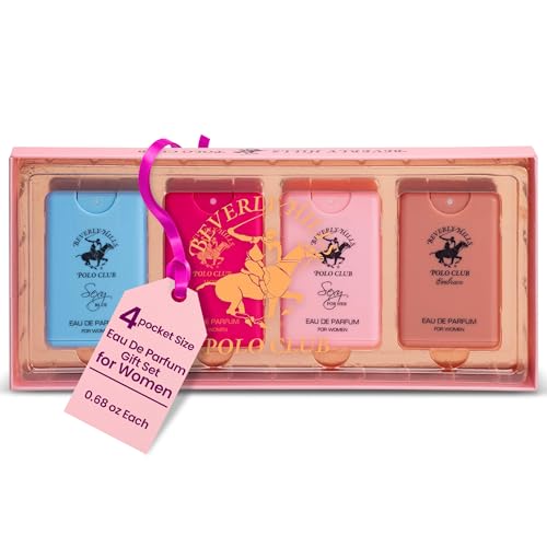 Beverly Hills Polo Club Women's Perfume Gift Set - 4 Piece Pocket Size Eau De Parfum Collection - Long-Lasting Scents for Her