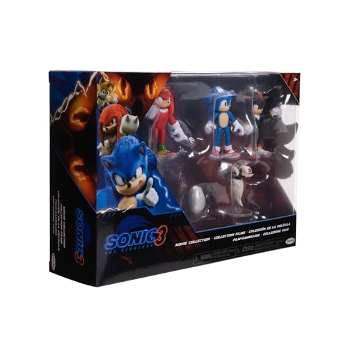 Sonic 3 Movie Action Figures – 2.5" Collector Multi-Pack with Sonic, Knuckles, Shadow, Buzz Bomber & Drone, Official Licensed Toys