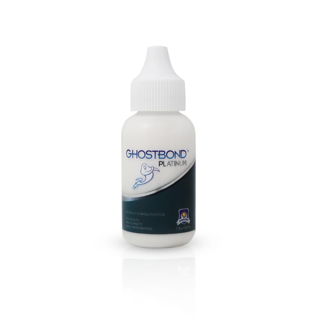 GHOSTBOND Platinum Water Resistant Wig Glue for Extreme Heat - 1.3oz - Hair Replacement Adhesive for Poly and Lace Wigs. Invisible Bonding Hair