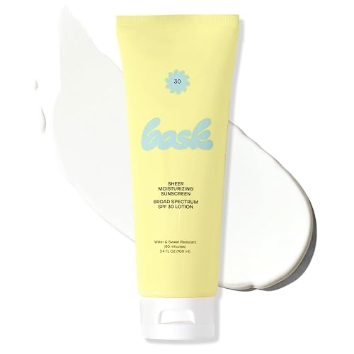 Bask SPF 30 Sheer Moisturizing Sunscreen Lotion - Broad Spectrum UVA/UVB Protection, Dermatologist Recommended, Hydrating, Lightweight & Non-Greasy
