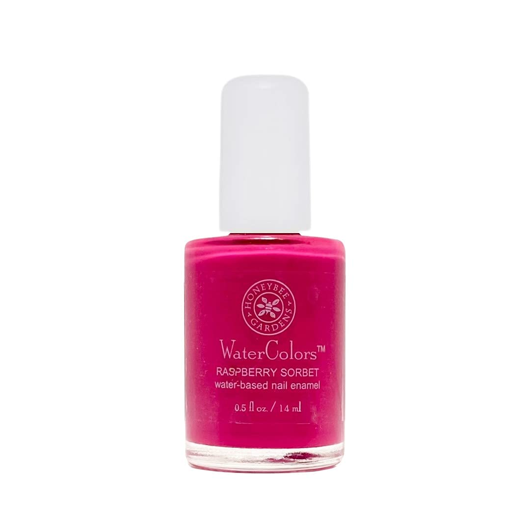 Honeybee Gardens Water-Based Nail Enamel: Eco-Friendly, Odorless & Vibrant - Raspberry Sorbet (Rich Bright Raspberry), 0.5 fl oz
