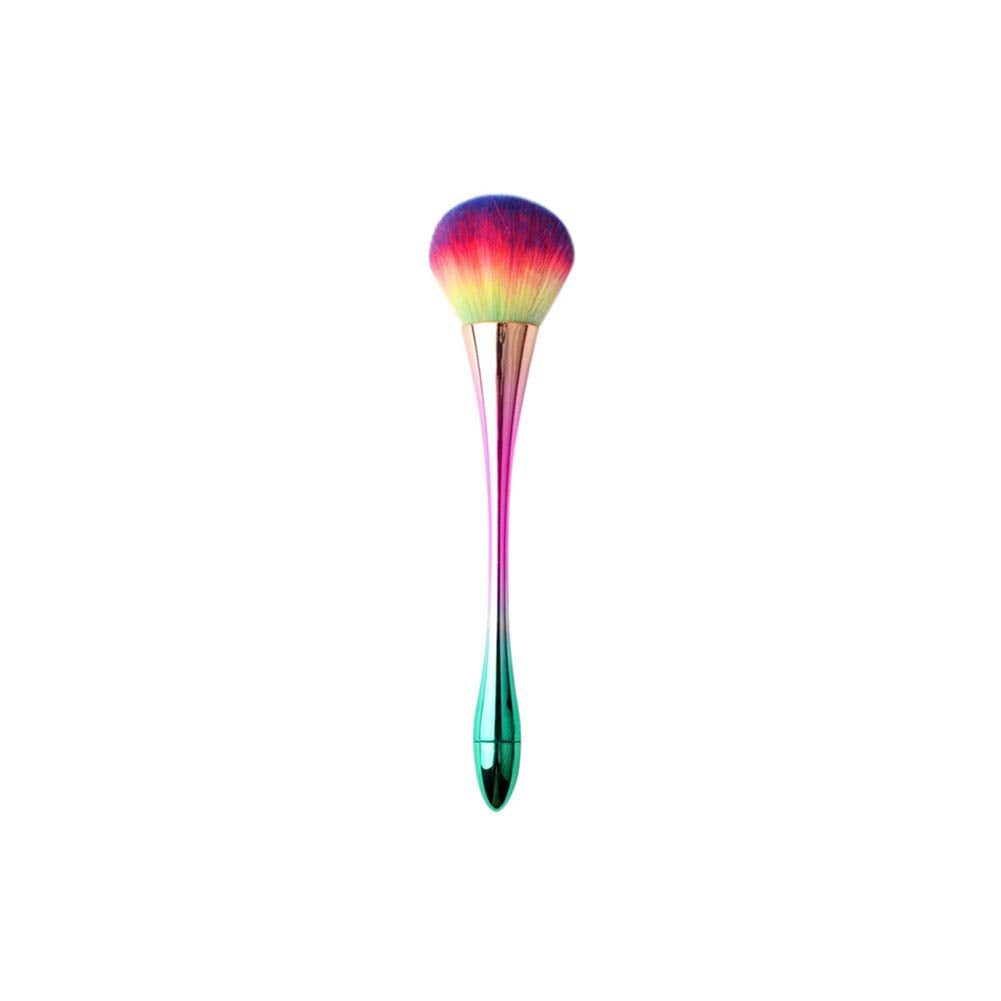 Nail Brushes Nail Art Dust Remover Brush, Aluminum Handle Soft Nail Dust Cleaning Brush Acrylic UV Gel Powder Removal Manicure Tool (Rainbow)
