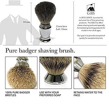 G.B.S Men's Premium Shaving Gift Set, Long Barber Pole Razor and Pure Badger Brush Stand, Double Edge Razor Leather Case and Blades Beauty and Personal Care G.B.S
