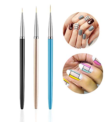 10 Pcs Gel Nail Brush Set, 7 Pcs UV Gel Nail Painting Brushes with 3 Pcs Nail Art Liner Brushes, Nail Art Brush Nail Painting Brush Pen Set