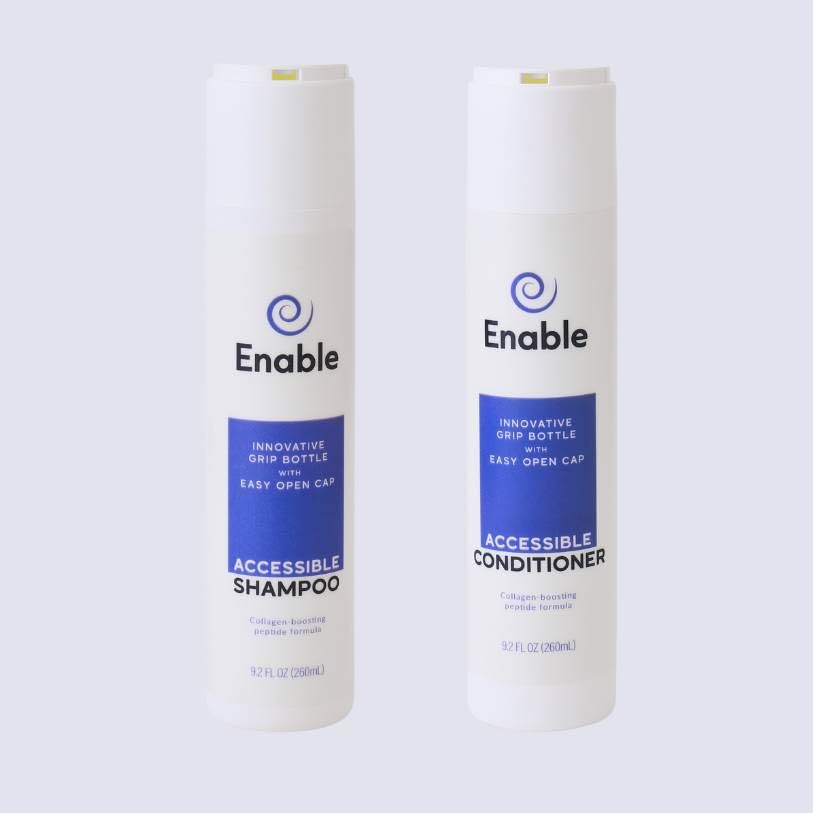 Enable Shampoo & Conditioner Bundle - Hair Growth Support, Sulfate-Free for All Hair Types, Accessible Bottles with Citrus Scent, Swertia Japonica