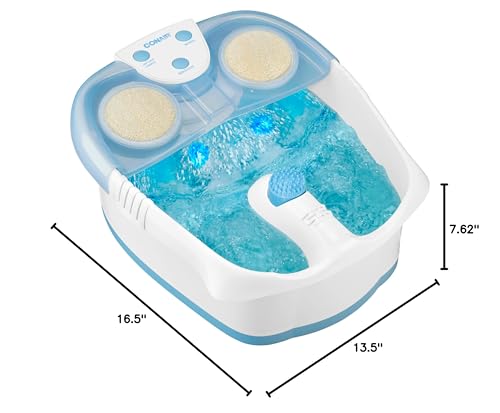 Conair Waterfall Pedicure Foot Spa Bath with Blue LED Lights, Massaging Bubbles and Massage Rollers, Blue/White