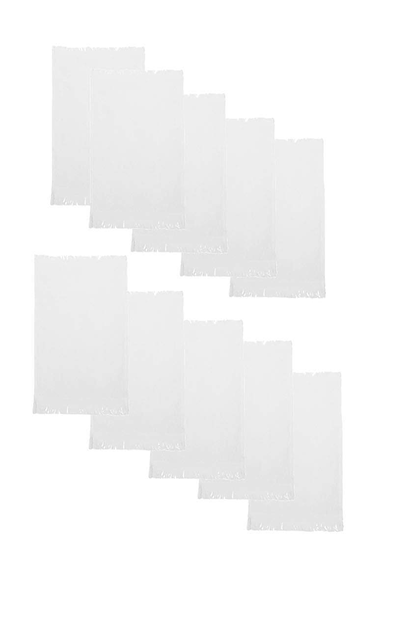 Q-Tees - Fringed Reversible Fingertip Towel, Cotton, Size: 11in W x 18in L (10 Pack)