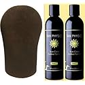 Tan Physics Sunless Tanner 8oz (Pack of 2) with Tanning Mitt - Self Tanning Lotion - Instant Tan Lotion for Face & Body - Natural Self Tanner for a