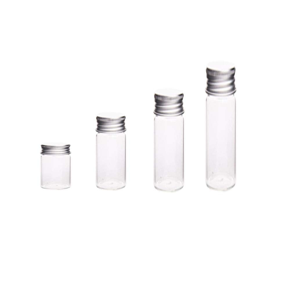 10Pcs Glass Sealed Bottle with Screw Aluminum Cap Clear Tiny Empty Sample Vials Glass Jars Containers Cute Wishes Bottle (20ml)