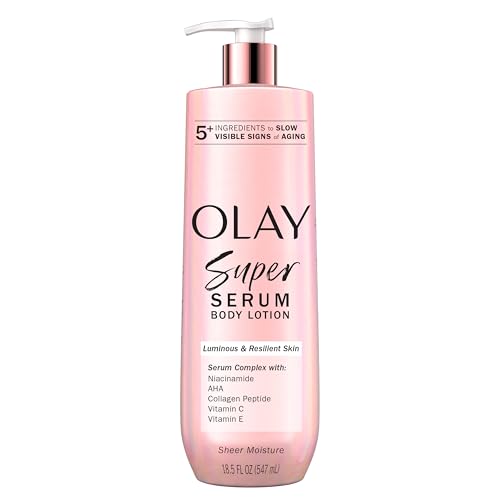 Olay Super Serum Hand & Body Lotion for Dry Skin, 24hr Long Lasting Hydration, 5+ Ingredient Complex for Bright Even Firm Luminous Skin, Sweet Vanilla