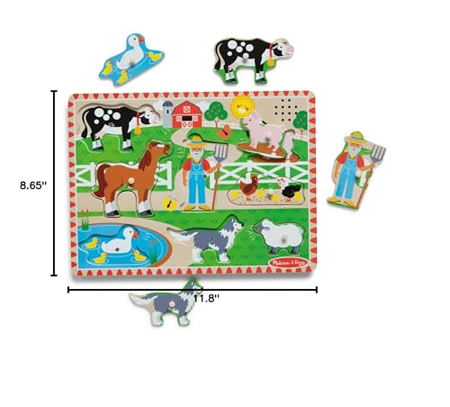 Melissa & Doug Old MacDonald's Farm Sound Puzzle - Farm Animal Toys, Sound Puzzles for Toddlers and Kids Ages 2+