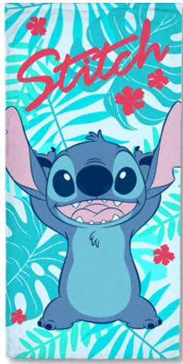 Disney Stitch Beach Towel, Tropical Pattern Playful Palms - 27" x 54"
