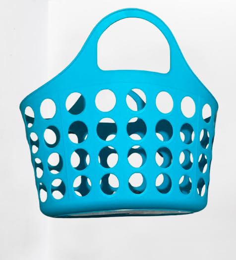 Greenbrier KDZO Set of 3 Colorful Plastic Totes with Handles in Teal, Blue, & Hot Pink Plastic Carrying Basket, Beach, Grocery Carrying Tote, Nesting…