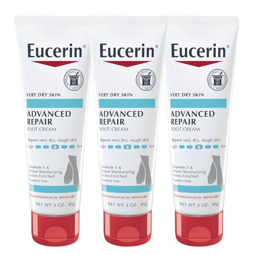Eucerin Advanced Repair Foot Cream for Dry Feet and Heels, Repairs Very Dry, Rough Skin, Fragrance Free, Non Greasy, Fast Absorbing, Travel Size