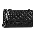 Gladdon Quilted Crossbody Purse for Women Trendy Ladies Shoulder Bag with Chain Designer Purses Black