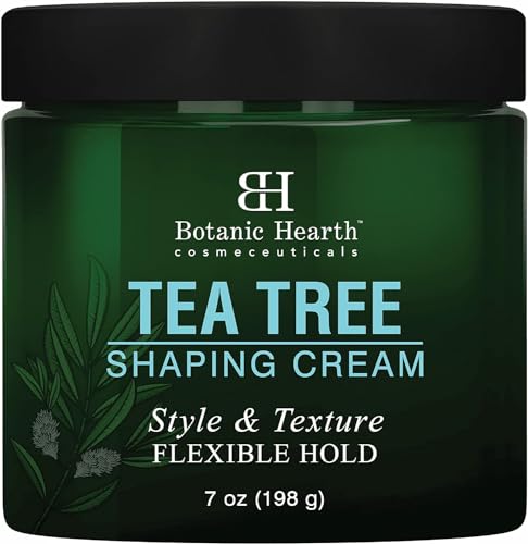 Botanic Hearth Tea Tree Shaping Cream, Hair Styling Cream with Collagen & Biotin | Style & Texture, Strong & Flexible Hold, for All Hair Types | Men