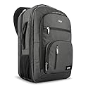 Solo New York TSA Laptop Backpack for Women & Men -Carry On Bookbag for Travel & Work, Lightweight Bag, Mesh Side Pockets, Padded Straps, Fits 17.3" Computer - Grand Travel, Grey