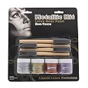 4-Pack Metallic Liquid Latex Kit - Four 1 oz Silver, Gold, Copper & Purple, Includes 4 Precision Brushes, Perfect for Body Art, SFX Makeup, Cosplay