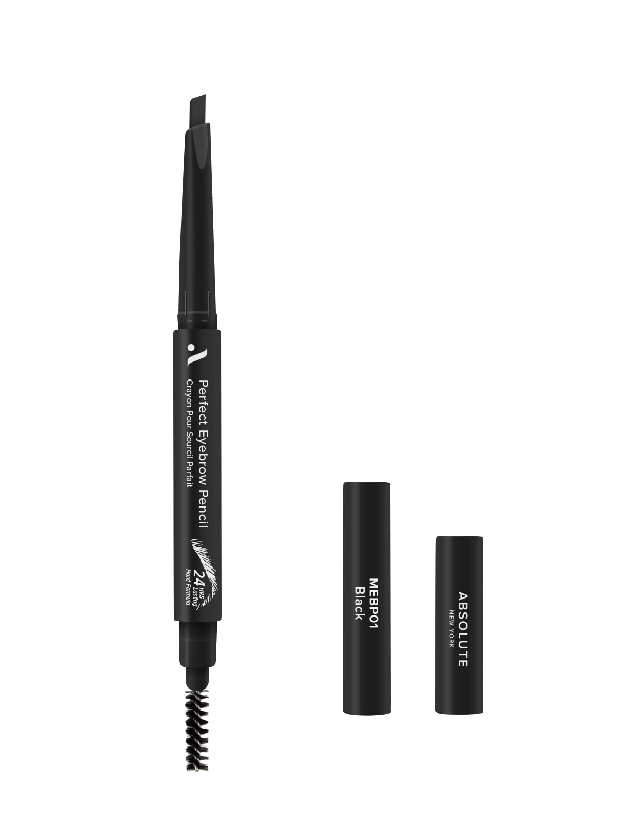 Absolute New York Perfect Eyebrow Pencil Dual-Ended To Shape, Fill, and Define Eyebrows (MEBP01 Black Hard)