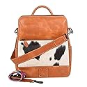 STS Ranchwear Women's Cowhide Basic Bliss Casual Durable Adjustable Leather Backpack with 2 Removable Shoulder Straps, Tan