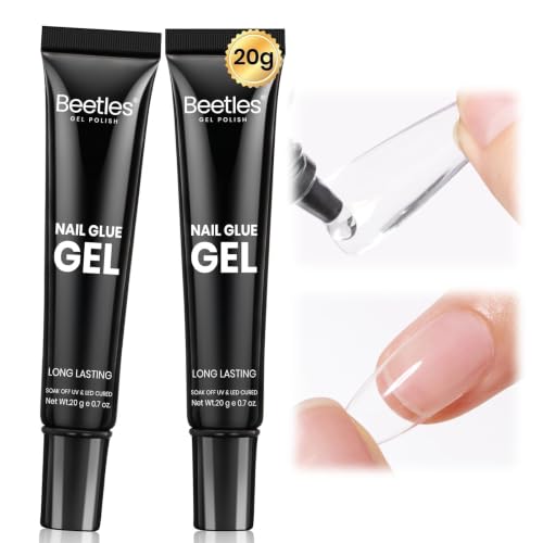 Beetles 2Pcs*20g Solid Nail Glue Gel, Tipex Soft Nail Tips Glue Super Strong for Acrylic Nails Extension Fake Nails Clear Press On Nails, Summer Nail Beauty and Personal Care beetles Gel Polish Default Title
