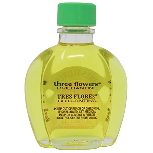 Three Flowers Brilliantine, Men Hair Styling Oil, Anti-Frizz, 2-Pack of 4 FL Oz, Bottles, amber
