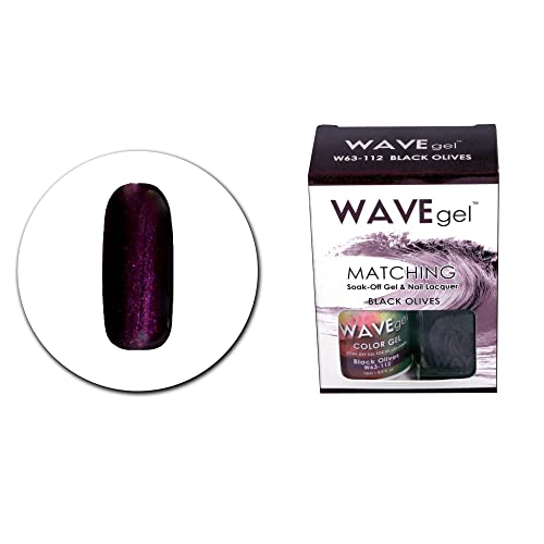 WAVEGEL Soak-0ff Gel & Nail Lacquer Matching Duo Set - Black Olives - W63112-63112 I 0.5 Oz Beauty & Personal Care WAVE gel