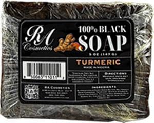 RA COSMETICS 100% African Black Soap Bar With Turmeric - 5 oz