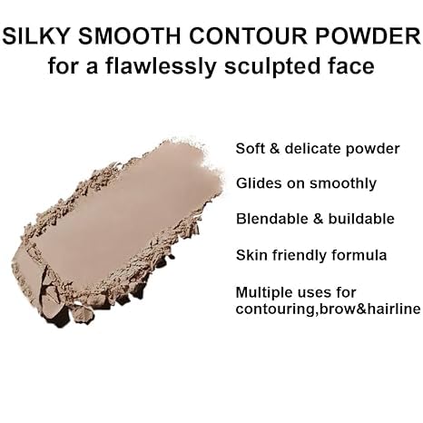 SERSEUL Face Sculpting Contour Palette, Blendable Silky Texture Contour Powder, Multiuse Baked Makeup Palette, Pigmented Cool Toned Bronzer for Light