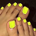 Outyua Solid Square Fake Toenails matte Press on Toe Nails Short Acrylic False Toes Nails Artificial Beach Full Cover Toenail for Women and Girls