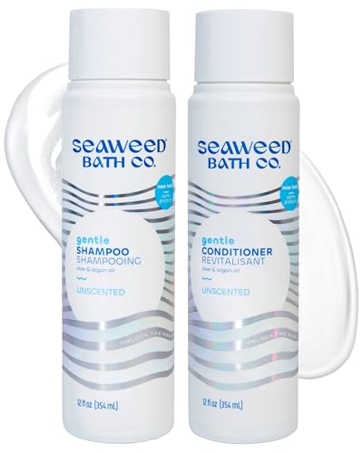 Seaweed Bath Co. Gentle Shampoo and Conditioner Set - Unscented - Nourishing Hair Care With Hyaluronic Acid, Aloe, Argan Oil, For Sensitive Scalps