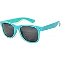 Classic Retro Vintage Nerd Wayfarer Smoke Lens Sunglasses Turquoise Frame