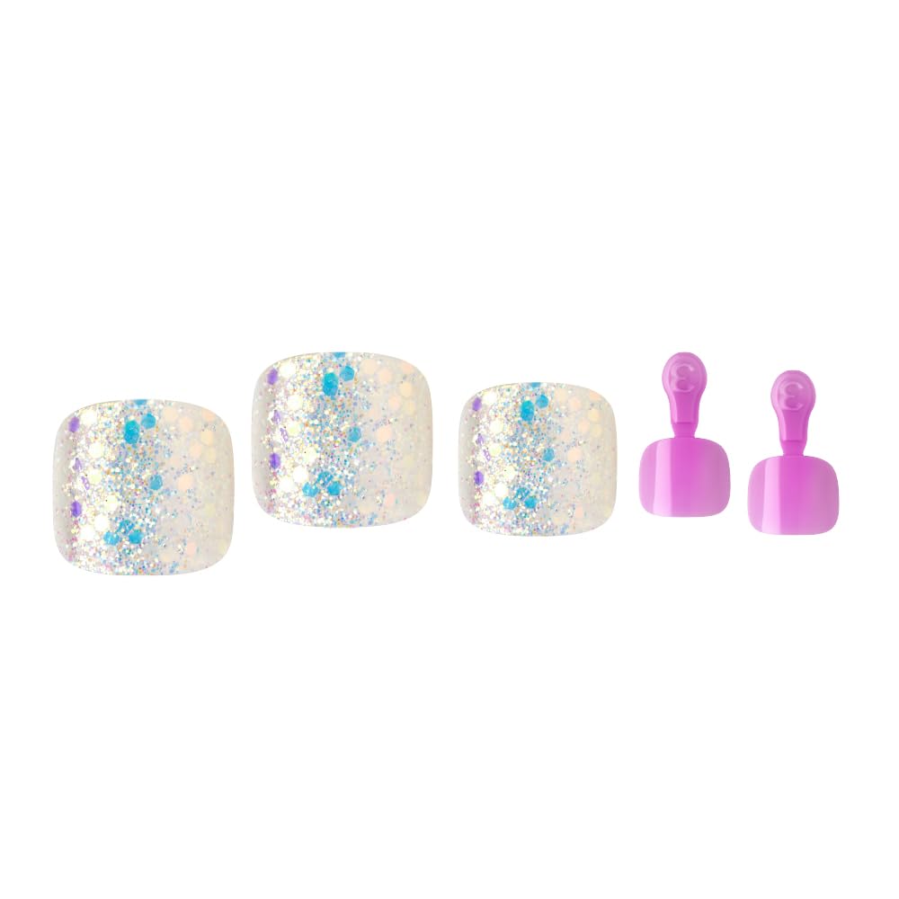 GoldFinger Trendy Press On Fake Toenail Kit, Glitter Confetti Flakes & Purple Color, Ready to Wear Gel & Manicure Stick, Mini Glue included Beauty & Personal Care Goldfinger