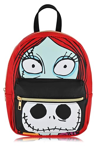 Disney Nightmare Before Christmas Unisex Backpack | Cute PU Leather 10" Jack Skellington Mini Backpack Purse Shoulder Bag | Jack and Sally Accessories