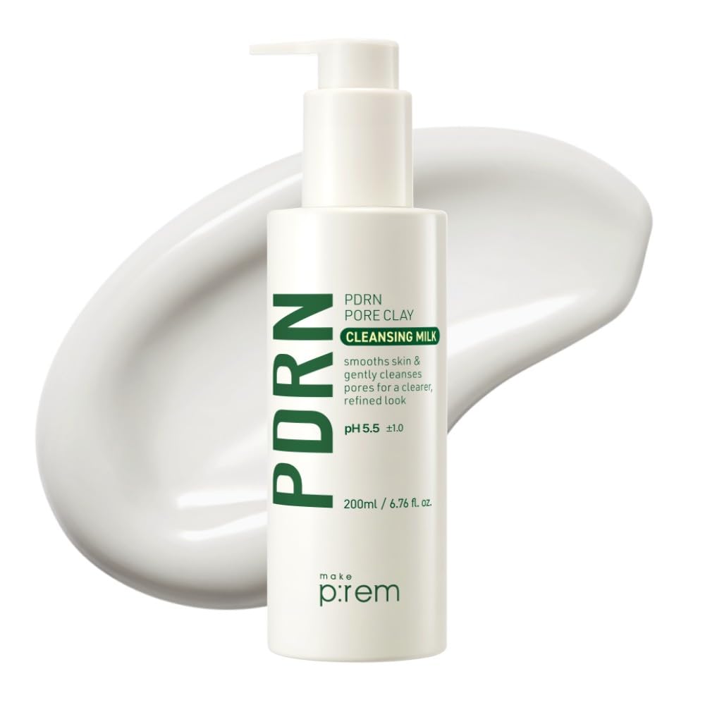 MAKE P:REM PDRN Pore Clay Cleansing Milk, Hydrating Gentle Face Wash for Sensitive Skin, Korean Face Wash, Milky Cleanser, 6.76 fl.oz. (200mL) Beauty and Personal Care MAKEP:REM Default Title