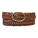 Eddie Bauer Women's Casual Leather Belts with Durable Metal Buckle, Center Bar Woven - Tan, Small