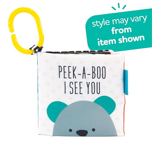 Sassy Peek-a-Boo Activity Book with Attachable Link for On-The-Go Travel, Sensory Play, Black & White, Ages 0+ Months