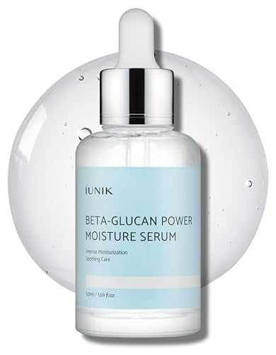 IUNIK Beta-Glucan Power Deep Moisture Serum - Intense Hydration Vegan Korean Serum with Mushroom Yeast Extract - For Dry, Mature, Sensitive Skin, Fine