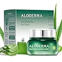 Aloderma Brightening Eye Cream with Organic Aloe Vera - Hydrating Effect for Dark Circles & Puffiness with Caffeine & Sage Oil - Day & Night Eye Care