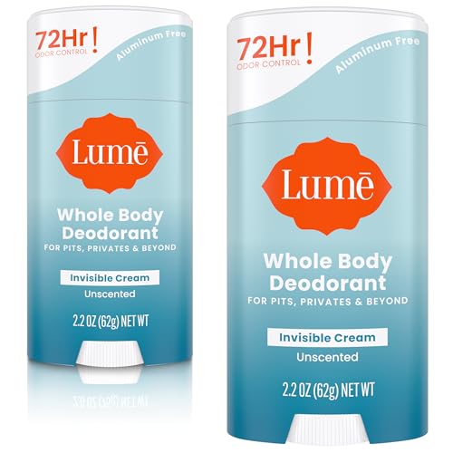 Lume Whole Body Deodorant - Invisible Cream Stick - 72 Hour Odor Control - Aluminum Free, Baking Soda Free, Skin Safe - 2.2 Ounce (Pack of 2) Beauty and Personal Care Lume Default Title