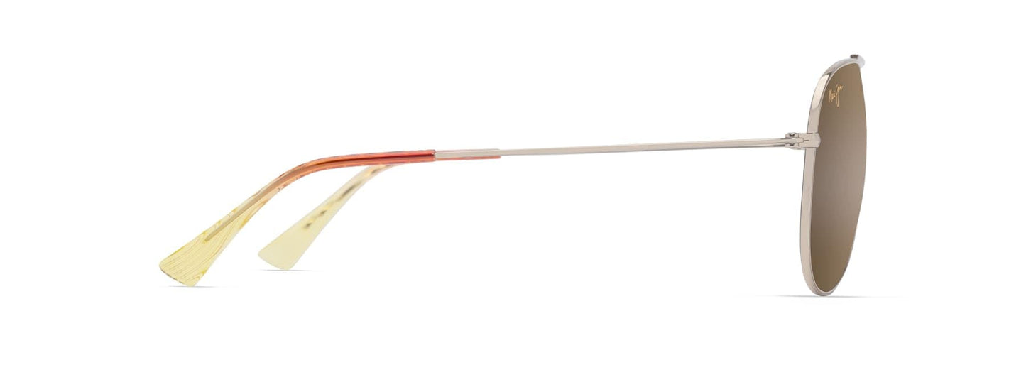 Maui Jim Men's & Women's Hauoli XL Polarized Aviator Sunglasses, Shiny Lt Gold W/Orange&Yellow/Hcl® Bronze Polarized, Extra large