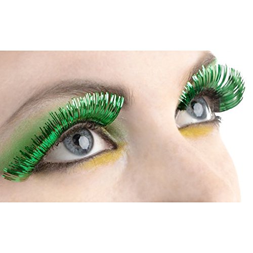 Green Tinsel False Eyelashes - 0.5" x 1" (1 Pair) - Stunning Lashes For Parties & Festivals