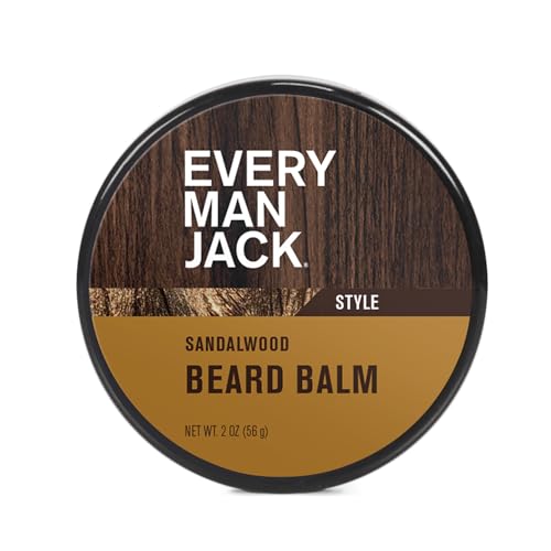 Every Man Jack Beard Balm - Moisturize, Strengthen And Style Your Beard w/Medium Hold - Light Sandalwood Scent - Made w/Naturally Derived Ingredients