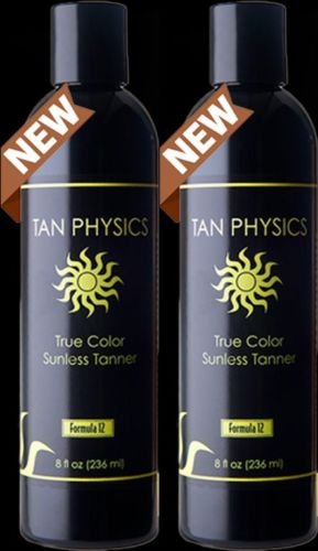 Tan Physics Sunless Tanner 8oz (Pack of 2) with Application Gloves - Self Tanning Lotion - Instant Tan Lotion for Face & Body - Natural Self Tanner
