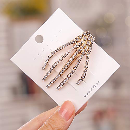 Halloween Hair Accessories for Women Girls - Halloween Costumes Skeleton Hand Hair Clip Hairpin Rhinestone Hair Claw Clips Barettes Christmas Birthday