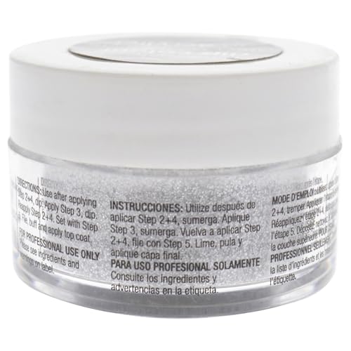 Cuccio Pro Powder Polish Dip - Silver W/ Silver Glitter - Nail Lacquer for Manicures & Pedicures, Easy & Fast Application/Removal - No LED/UV Light