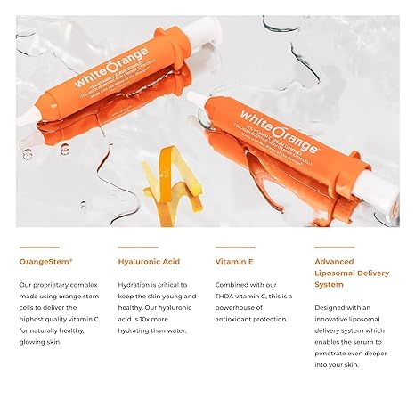 White Orange Only Vitamin C Serum Made with White Part of Orange, Anti Aging, THDA Hyaluronic Acid Vitamin E OrangeStem®, Hydrating & Brightening Beauty & Personal Care White Orange