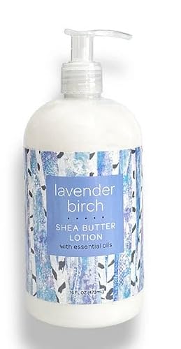 Greenwich Bay Trading Lavender Birch Lotion, 16 fl oz pump bottle. Hydrating body lotion with shea butter, cocoa butter & vitamin E. Soothing lavender