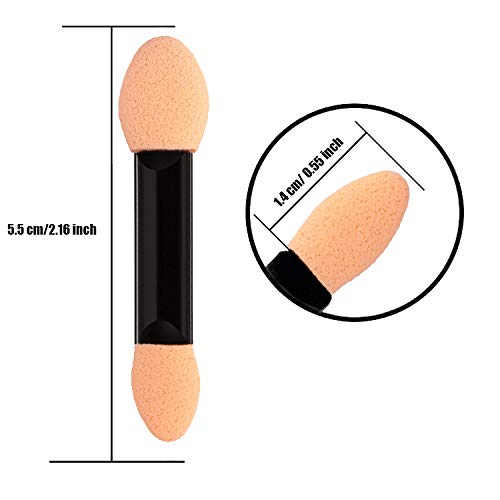 GTVIA 100 Pack Disposable Double Sided Sponge Makeup Eyeshadow Brush Tipped Cosmetic Makeup Eye shadow Applicators Brush (Skin and White)